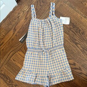 NWT Imoga Gingham Romper - Blue and Tan